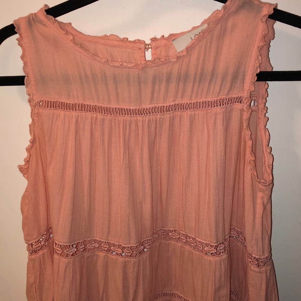 Loft Coral Tiered Eyelet Tank Top